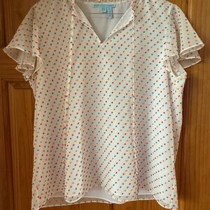 Draper James Polka Dot Ruffle Sleeve Top